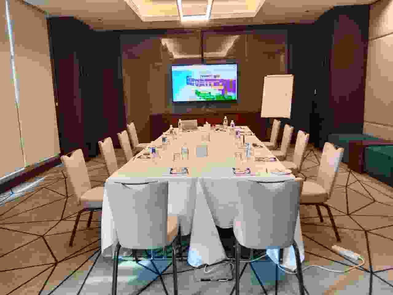 Corporate team training session in modern office environment